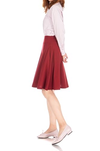 Dani's Choice High-Waisted Cotton Blend Skirt with Pockets - Knee Length A-line Flare for Business and Casual Wear3
