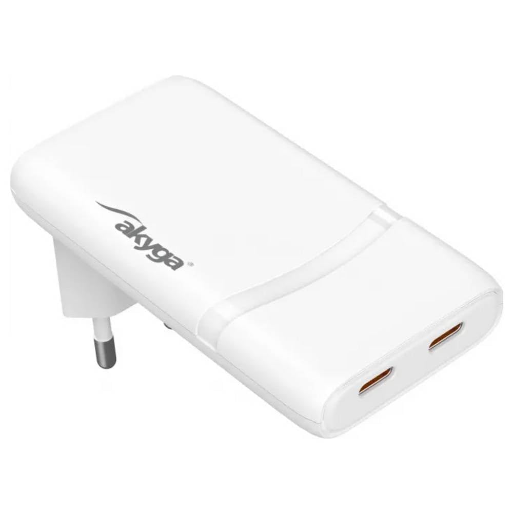Chargeur USB 65W AKYGA USB-C blanc pour ordinateur et smartphone