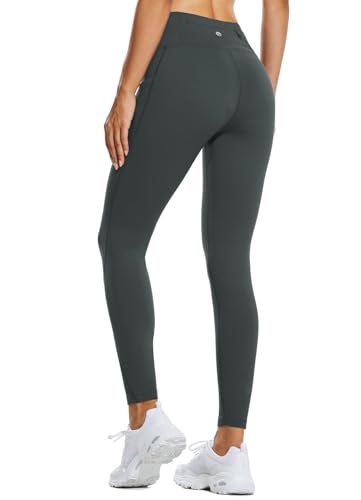 baleaf Damen Thermo Leggings Wasserabweisend Hose Winter Laufhose Sporthose Wanderhose Fleece gefüttert mit Seitentaschen Grau L