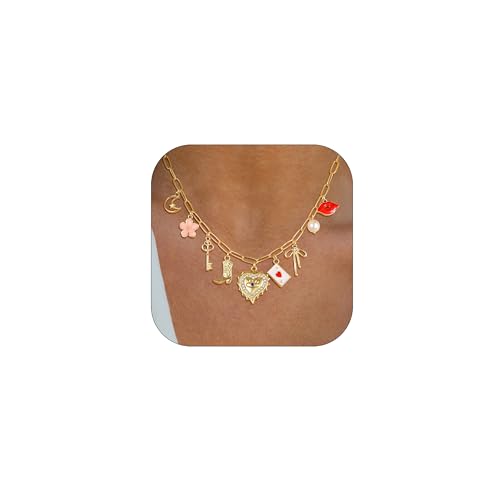 Charm Necklace For Women Shell Heart Necklaces Gold Chunky Pendant Paperclip Chain Boho Summer Seashell Beach Evil Eye 14k Starfish Jewelry