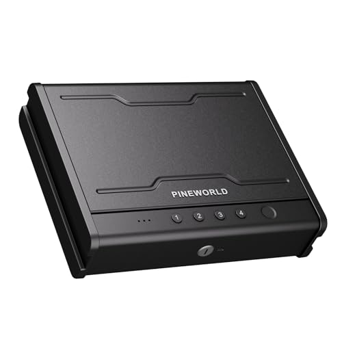 PINEWORLD Biometric Fingerprint Handgun Safe with Raised Backlit Keypad&Key - Image 3