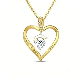 ZADIUA Collar de graduación de oro amarillo de 18 quilates para mujer, collar con nombre personalizado con piedra natal personalizada, plata de ley 925, opciones de oro, elegante regalo de joyería de