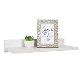 RICOO Wandregal 45 x 8 x 19 Eiche weiß, Spanplatte aus Holz, Hängereral WM056-EP, Regal Wand, Bücherregal Bilderregal Fotoregal Küchenregal Hängend Wandboard Regalbrett Schweberegal