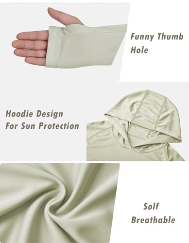 Image of Boys Grils Long Sleeve Sun Shirts UPF50+ Hoodie Thumbhole Rash Guard Quick Dry Atheltic Hiking Workout Water Playing