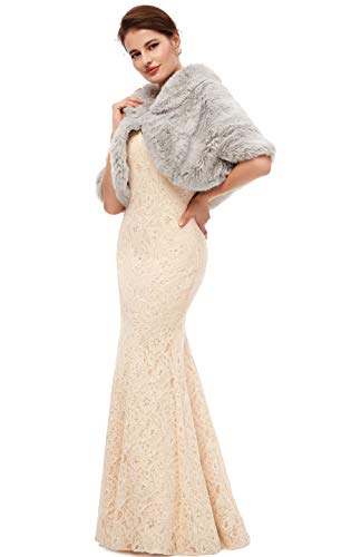 Women's Faux Fur Coat Shawl Shrug Wraps Stole For Evening Party4