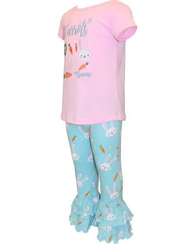 Image of Unique Baby 2 Piece Girls Double Ruffle Leggings and Short Sleeve Shirt Clothes Set Kid and Toddler Girl Outfit