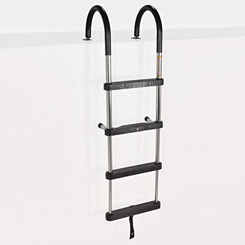RecPro Marine Pontoon Boat Ladder Heavy Duty 316SS 4 Step Removable TELESCOPING Boarding