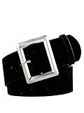 Yalice Women's Suede Thick Belt Fashion Wide Waist Belts Chunky Leather Belt for Dresses (Black, Fits Waist Size:27’‘-34’‘)