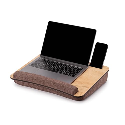 Vigo Wood Laptopkissen, Tragbarer Laptoptisch mit Kissen, Weichem Kissen-Bett-Couch-Tisch für Zuhause und Büro, Tragbar, Leicht, Weiche Handgelenkauflage, Geeignet für Laptops, Tablets (Meson)