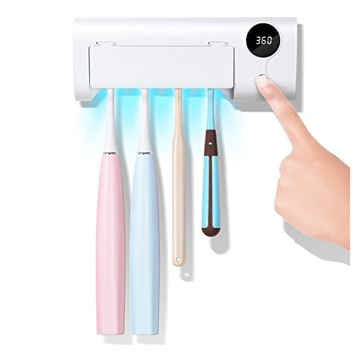StarWin UV Toothbrush Cleaner, Timer Function, Rechargeable Tooth Brush Holder Wall-Mounted for Bathroom, No Drilling, 4 Slots