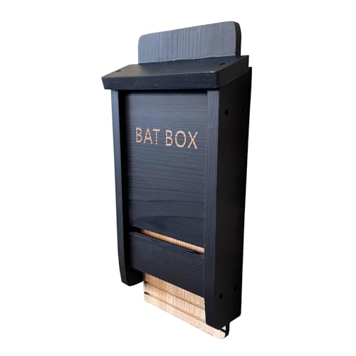 Selections Black Wooden Bat Nesting Roosting Box House with Gooved Interior