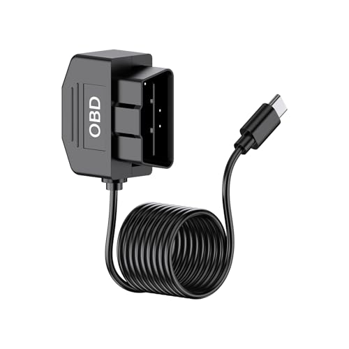 OBD Power Cable Kit for Dash Cam, USB to Type-C Hardwire Kit, 12-24V to 5V/3A with 24H Parking Mode & Acc Mode
