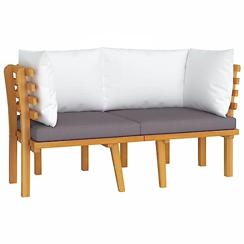 vidaXL Akazienholz Massiv Gartensofa 2-Sitzer mit Kissen Ecksofa Sofa Lounge Gartenmöbel Sitzgruppe Garten Garnitur Gartenset Sitzgarnitur