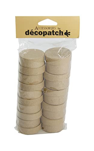 Décopatch EV009O - Un lot de 10 boites en papier brun mâché 5x5x3 cm, boites rondes