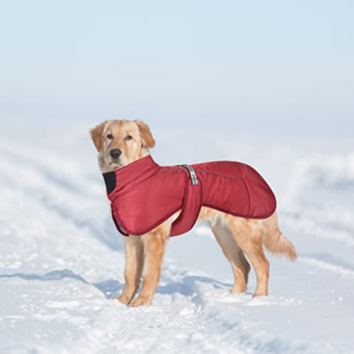DoggieKit Hundemäntel Wasserdicht Winddicht Warm Winter Sicher mit Gewinde Reflektierende Streifen Jacke für Mittelgroße Große Hunde mit Geschirrloch für Welpen Haustiere Kaltes Wetter Kleidung Weste
