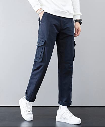 KENID Calça cargo masculina casual de algodão sólido com vários bolsos para corrida ao ar livre cami
