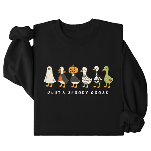 Just A Spooky Goose Sweatshirt Funny Halloween Silly Goose Long Sleeve Shirt