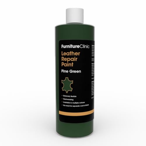 Image of Furniture Clinic Leather Repair Paint | 2-in-1 Seal and Color | Use on Scratches, Tears, and Holes in Car Seats, Furniture | Quick and Easy Leather Repair Kit for Furniture (Pine Green, 500ml / 17oz)