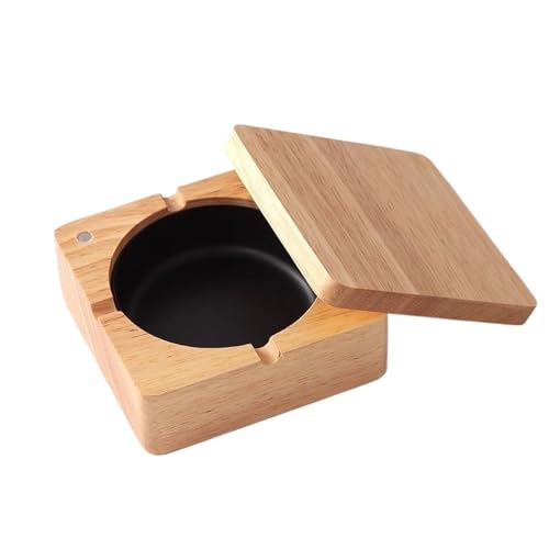 Decorativo Moderno Cenicero cuadrado con tapa Cenicero con ceniceros extraíbles de acero inoxidable Cenicero portátil for el hogar, oficina, restaurante, etc. Cigarrillos Cenicero Eliminación(Negro)