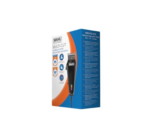 WAHL Multi-Cut, Hundeschermaschine, geräuscharm, mit Kabel, für Haustiere zu Hause, rostbeständig, Schneidsatz aus Stahl mit hohem Karbonanteil, präzisionsgeschliffen, leicht, schwarz