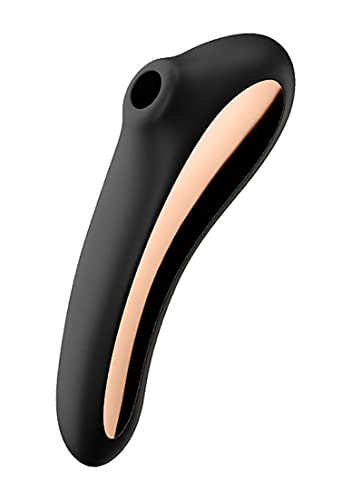 Satisfyer Dual Kiss Vibratore 2:1 + Dispositivo A Onde Di Pressione, Impermeabile, Ricaricabile, Silicone Medicale, Colore:Nero