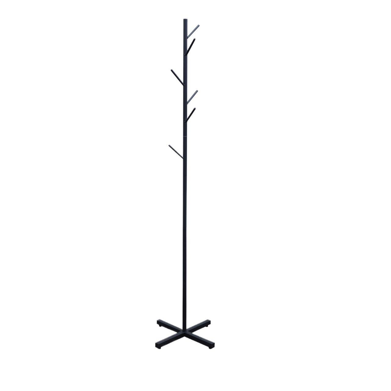DFHS46JK Hat Rack Pine Wood Coat Rack With 8 Hooks Modern Tree Shape For Living Room Bedroom for Office(Black)