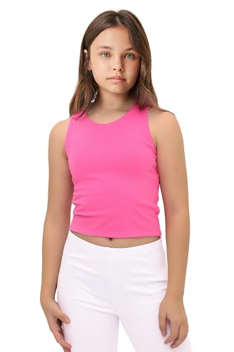 Image of Lilax Girls' Double Lined Sleeveless Basic Crop Tank Top