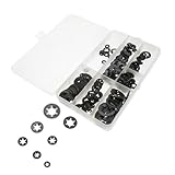 Cabilock 260 Pcs Manganese Steel Internal Tooth Push-on Locking Washers Multi-Tooth Lock Fastener Kit for Industrial and Car Parts Assembly