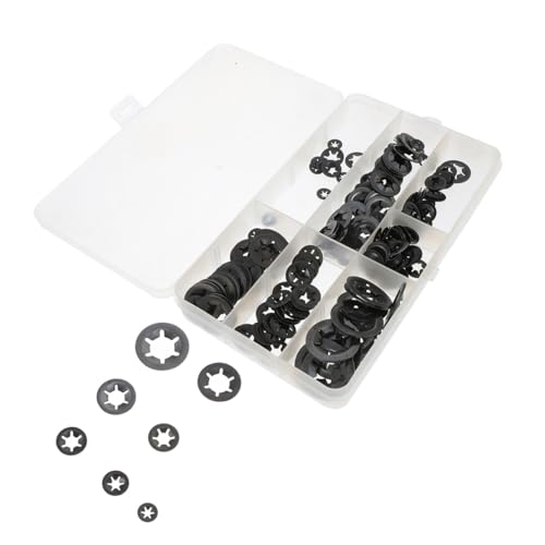 Cabilock 260 Pcs Manganese Steel Internal Tooth Push-on Locking Washers Multi-Tooth Lock Fastener Kit for Industrial and Car Parts Assembly