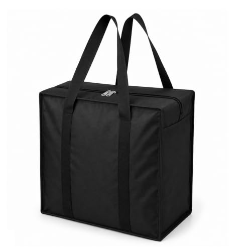 Match Made Heavy Duty Extra Large Black Grocery Bag- 51 Litre Waterproof Shopping, Travel Tote, Storage Clothes Organizer Packing with Strong Handles and Zipper