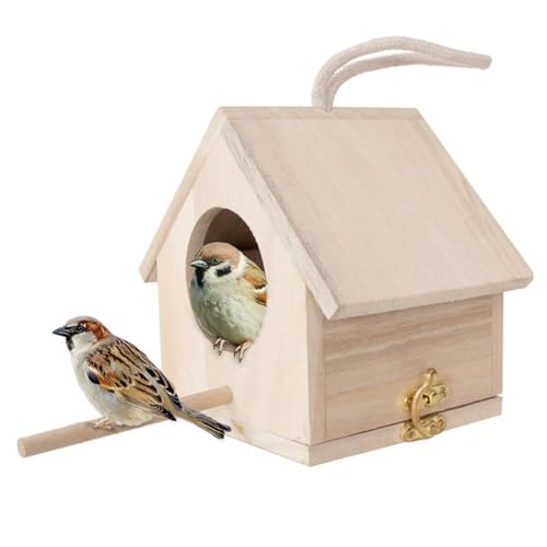 野鳥用巣箱 木製 鳥小屋 バードハウス 巣箱 屋外 吊り下げ 鳥の巣箱 鳥の巣 小鳥のツボ巣 インコ 小鳥 木製飼育箱 自然の鳥小屋 鳥の繁殖箱 親子体験 自由研究 家の装飾 庭園飾り