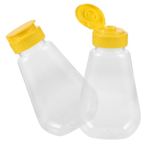 SUPVOX 2pcs Plastic Honey Bottle Squeeze Dispenser Leakproof Condiment Container Mini Squeeze Bottles for Salad Dressing Syrup