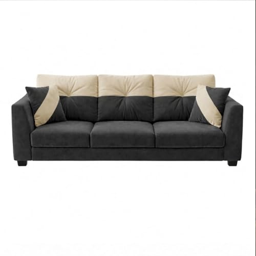Image of Revola Plush Comfort Sofa | 3 Seater | Luxury Velvet Suede Fabric | Modern Living Room Sofa | Dark Gray - Cream