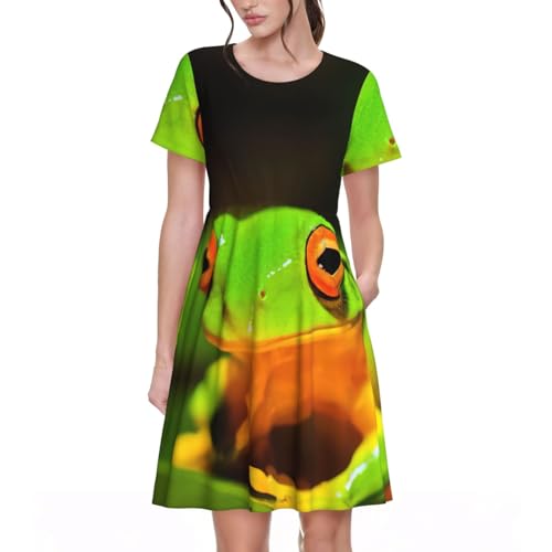 Robe d'été décontractée grenouille avec poches pour femme