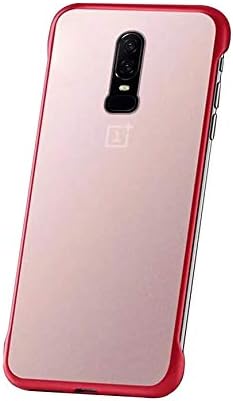 Vaku Luxos® Back Cover Case for OnePlus 6 Covers and Case Ultra-Thin Frameless Semi Transparent Back Cover with Metal Ring - Red