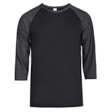 TOP PRO Men's 3/4 Sleeve Casual Raglan Jersey Baseball Tee Shirt (M, Charcoal/Black)