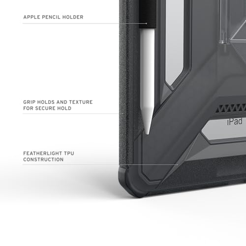 Image of URBAN ARMOR GEAR UAG Designed for iPad 11 inch A16 11th Gen 2025 Case - A3354 A3355 Rugged Transparent Protective Cover with Kickstand and Pencil Holder Scout Plus Ash