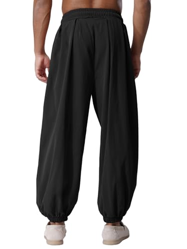 CHICTRY Mens Harem Pants Drawstring with Pockets Loose Bloomers Long Hippie Trousers for Daily Casual2