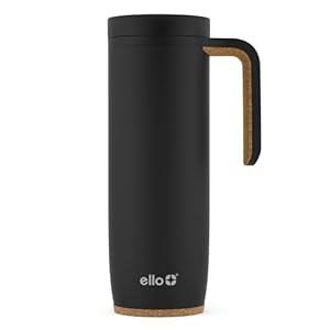 Ello Magnet 18oz Vacuum Insulated Stainless Steel Travel Mug with Side Handle and Leak-Proof Slider Lid and Built-in Coaster, Keeps Hot for 5 Hours, Perfect for Coffee or Tea, BPA-Free