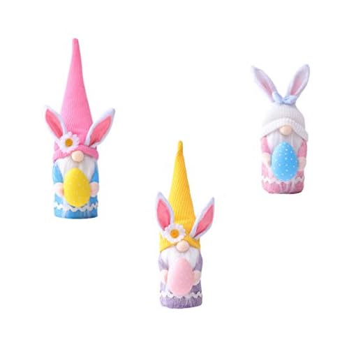 ABOOFAN 3 st påskhare gnome kanin ägg jakt gnome docka vår gnomes påskhögtid kanin docka nordisk svensk skandinavisk tomte alf dekor present rosa blå lila