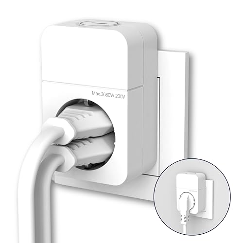 REV Steckdosenadapter COMBINI - Stecker/Steckdose mit Schalter & praktischem Kombi-Stecksystem - ideal zum Stromsparen, 1-fach, weiß