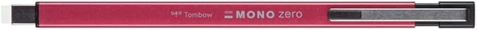 Tombow MONO zero Radierstift Metal rot, präzises Radieren mit runder 2,3 mm Spitze, schlankes Gehäuse, nachfüllbar, recyceltes Material [EH-KUMS81]
