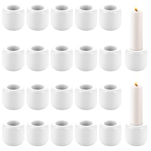 LOPYXBR 20 Stück Kerzenhalter Stabkerze 3 3cm Höhe Kerzenständer Stabkerzen Mini Kerzenhalter mit 1.8cm Bohrung Keramik Kerzenhalter Set für Hochzeiten Geburtstage Feste und Tischdekorationen