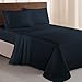 Elegant Comfort Luxurious 1500 Thread Count Egyptian Three Line Embroidered Softest Premium Hotel Quality 4-Piece Bed Sheet Set, Wrinkle and Fade Resistant, Queen, Black