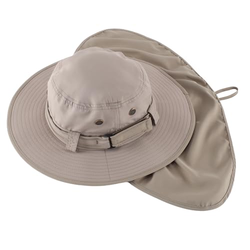 Image of Home Prefer UPF50 Mens Sun Hat with Neck Flap Quick Dry UV Protection Cap Womens Wide Brim Fishing Hat Neck Flap Beach Garden