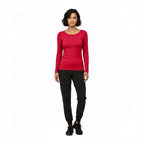 Image of Natural Uniforms Women's Long Sleeve Underscrub T-Shirt - Cotton Blend Scrub Base Layer for Nurses & Medical Professionals
