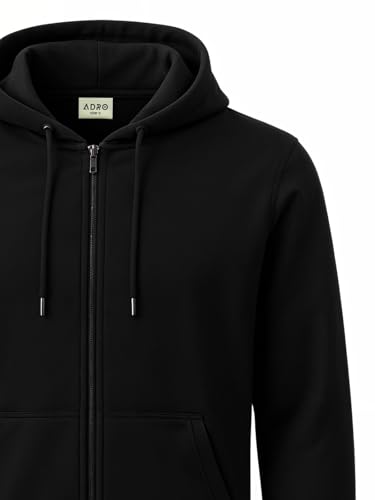 Image of ADRO Mens Cotton Solid Zipper Hoodie Sweatshirts