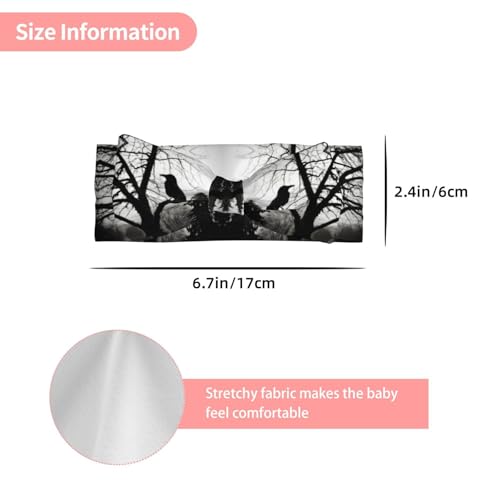 Crow On Branch Pattern Baby Bow Headband - Super Stretchy Soft Bows Hair Accessories for Newborn Infant Toddlers Kids Girls - Elastic and Skin-Friendly3