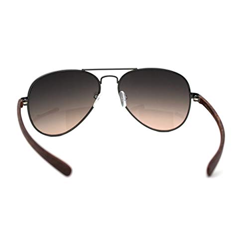 Mens Classic Airforce Woodgrain Wrap Arm Metal Aviator Sunglasses4