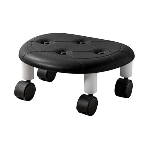 Taburete pequeño con ruedas bajas, taburete de pedicura giratorio de 360 grados, asiento de rodillo bajo, taburete bajo giratorio, portátil para el hogar, salón de uñas, spa